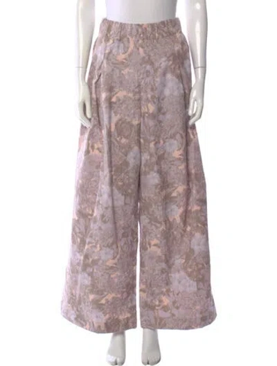 Pre-owned Dries Van Noten Floral Print Wide Leg Pants In Purple