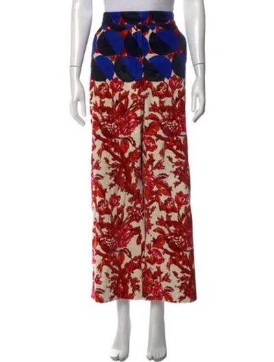 Pre-owned Dries Van Noten Floral Print Wide Leg Pants In Red