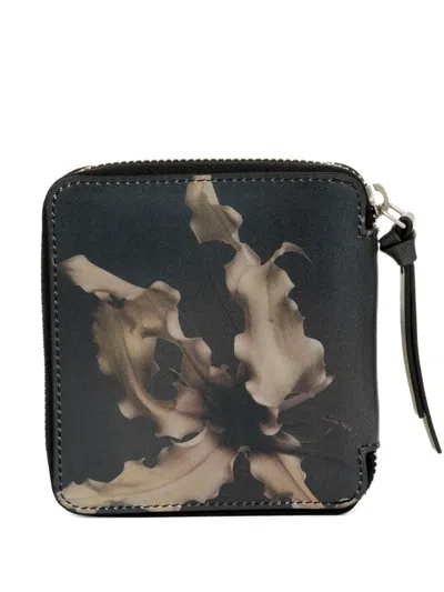 Dries Van Noten Floral-print Zip Wallet In Black