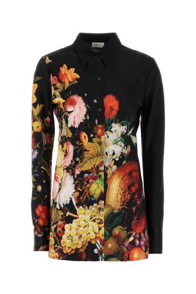 Dries Van Noten Floral Printed Silk Skirt In Multi