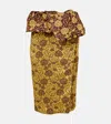 Dries Van Noten Floral Ruffled Midi Skirt In Yellow