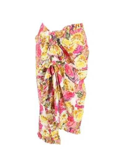 Pre-owned Dries Van Noten Floral Ruffled Midi Skirt In Yellow