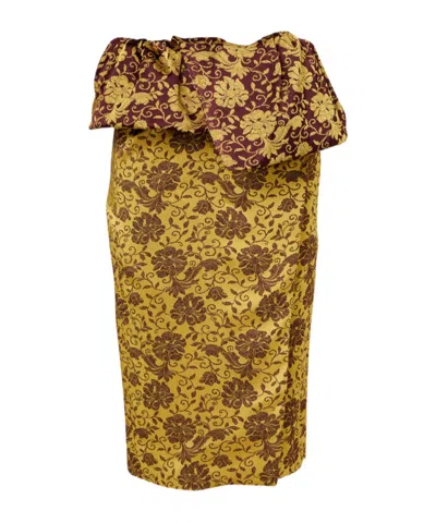 Dries Van Noten Floral Ruffled Midi Skirt In Yellow