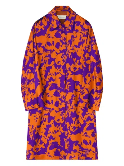 Dries Van Noten Floral Satin Coat In Multi
