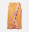 Dries Van Noten Wrap-effect Satin-jacquard Midi Skirt In Orange