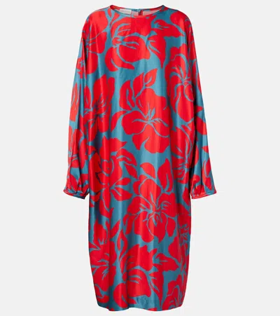 Dries Van Noten Floral Satin Minidress In Red