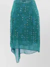 Dries Van Noten Floral Sheer Overlay Asymmetric Hem Skirt