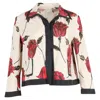 Dries Van Noten Floral Short Jacket In White Linen In White