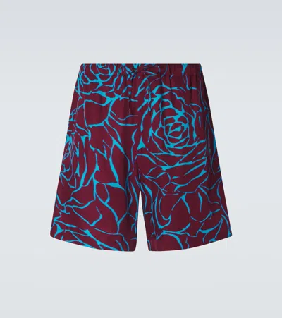 Dries Van Noten Floral Shorts In Burgundy