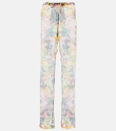 Dries Van Noten Floral Silk Crêpe Pants In Multi