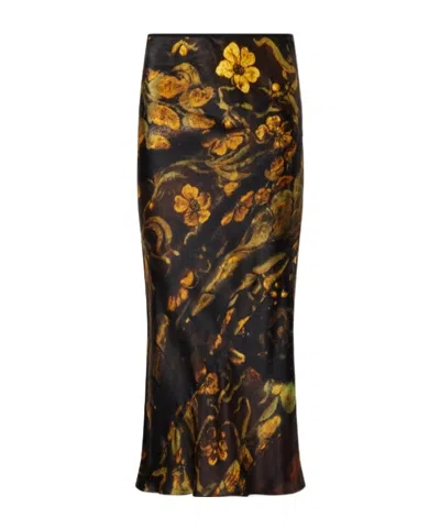 Dries Van Noten Floral Silk Dress In Black