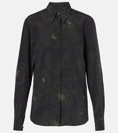 Dries Van Noten Floral Silk Shirt In Black