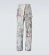 Dries Van Noten Floral Silk Wide-leg Pants In Blue