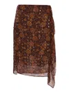 Dries Van Noten Floral Skirt With Studs Applied In Multicolour