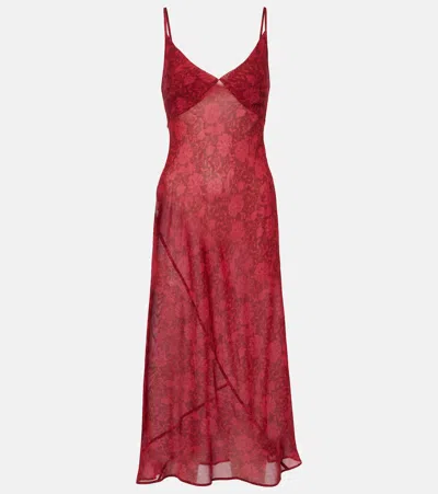 Dries Van Noten Floral Slip Dress In Cherry