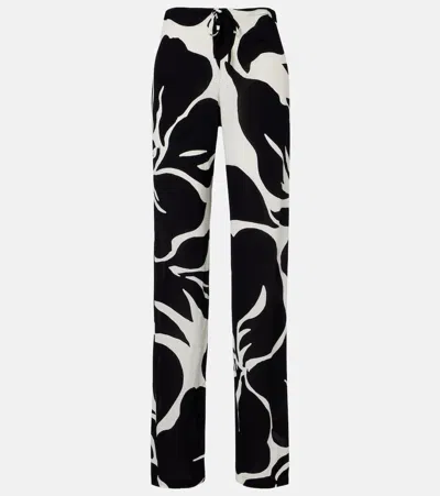 Dries Van Noten Floral Straight Pants In Black