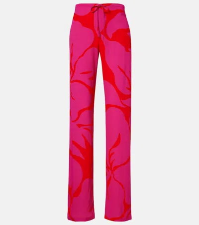 Dries Van Noten Floral Straight Pants In Pink