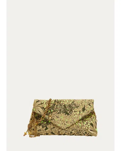 Dries Van Noten Floral Tapestry Envelope Crossbody Bag In Brown