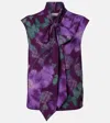 Dries Van Noten Floral Tie-neck Top In Multi