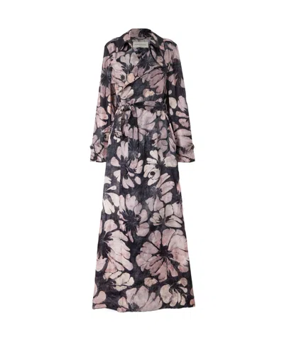 Dries Van Noten Floral Trench Coat In Multi