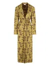 Dries Van Noten Floral Lapel Collar Long Length Jacket In Yellow