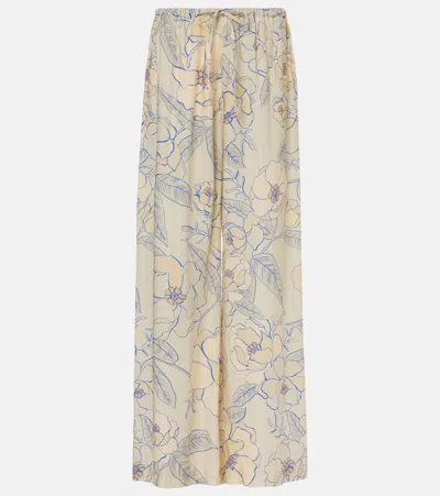 Dries Van Noten Floral Wide-leg Pants In Neutrals