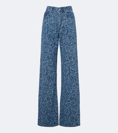 Dries Van Noten Floral Wide-leg Jeans In Multi
