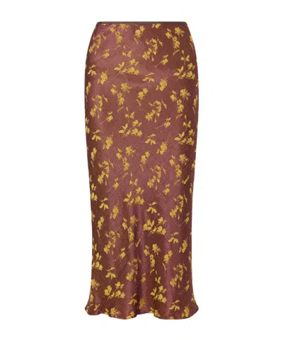 Dries Van Noten Floral-jacquard Cloqué Midi Skirt In Brown