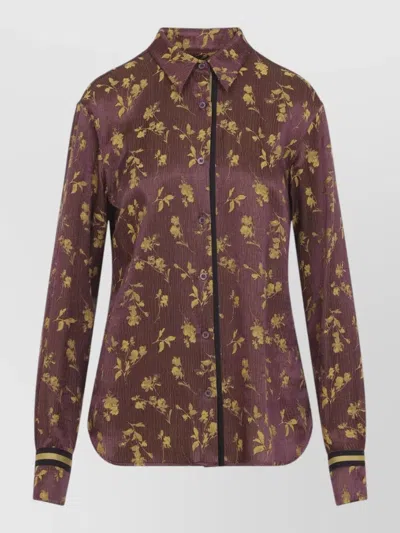 Dries Van Noten Floral-jacquard Long-sleeve Shirt In Red