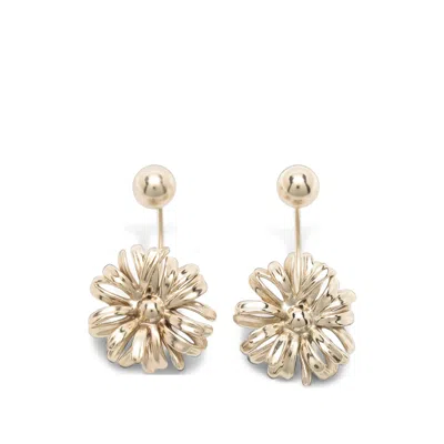 Dries Van Noten Floral-motif Ball-stud Earrings In Silver