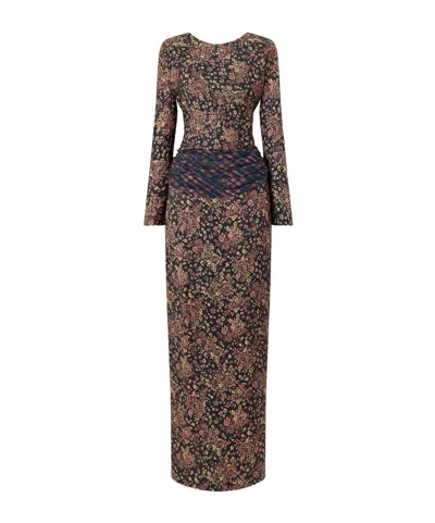 Dries Van Noten Floral-print Crepe Midi Dress In Brown