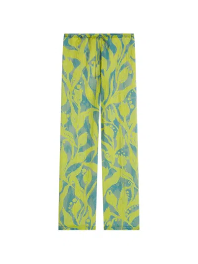 Dries Van Noten Floral-print Trousers In Green