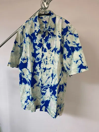 Pre-owned Dries Van Noten Flower Print Shirt - Dmc In Blue