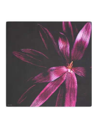 Dries Van Noten Seidenschal Mit Blumen-print In Black