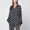 Dries Van Noten Flowing Viscose Striped Shirt In Gray