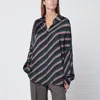 Dries Van Noten Flowing Viscose Striped Shirt In Animal Print