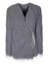Dries Van Noten Fluid Fringe Jacket In Gray