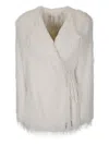 Dries Van Noten Fluid Fringe Jacket With Wrap Closure In White