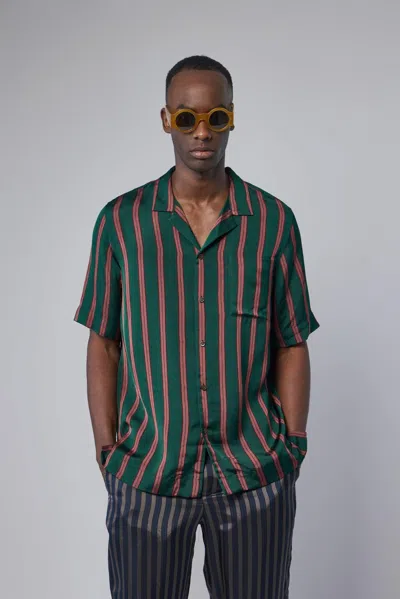 Dries Van Noten Striped Boxy Viscose Silk Hawaiian Shirt In Multi