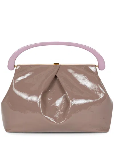 Dries Van Noten Folded Leather Tote Bag In Brown