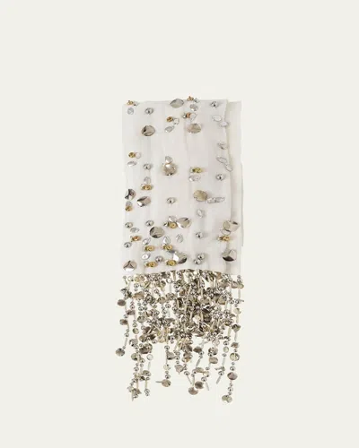 Dries Van Noten Folds Embellished Fringe Scarf