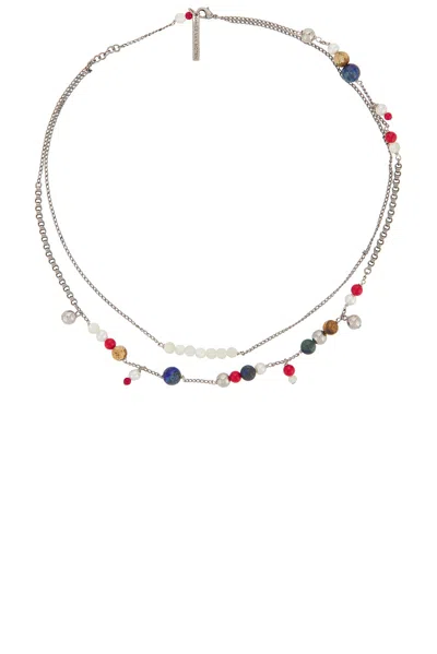 Dries Van Noten Freshwater Pearl Semiprecious Natural Stones Necklace In Metallic