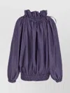 Dries Van Noten Frilled Top With Elasticated Hem And Long Sleeves