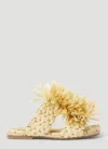 Dries Van Noten Raffia Fringe Dual-band Slide Sandals In Beige