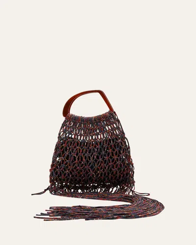 Dries Van Noten Fringe Macrame Top-handle Bag In Black