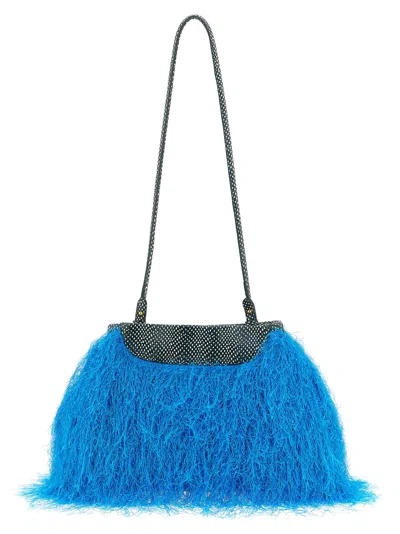 Dries Van Noten Fringed Clutch In Light Blue