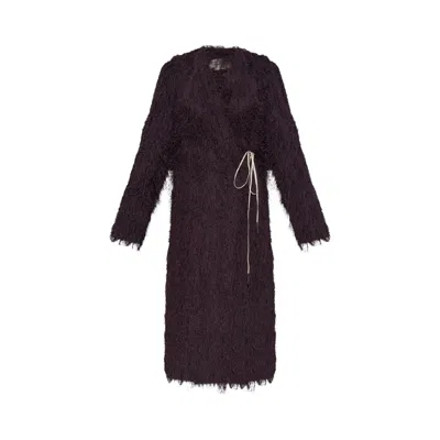 Pre-owned Dries Van Noten Fringed Coat 'dark Purple' | Women's Size S