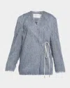 Dries Van Noten Fringed Jacket In Gray