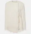 Dries Van Noten Fringed Jacket With Waist Tie And Long Sleeves In Neutral