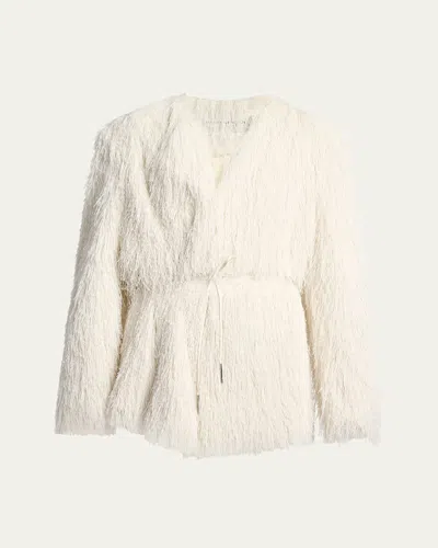 Dries Van Noten Fringed Jacket In White